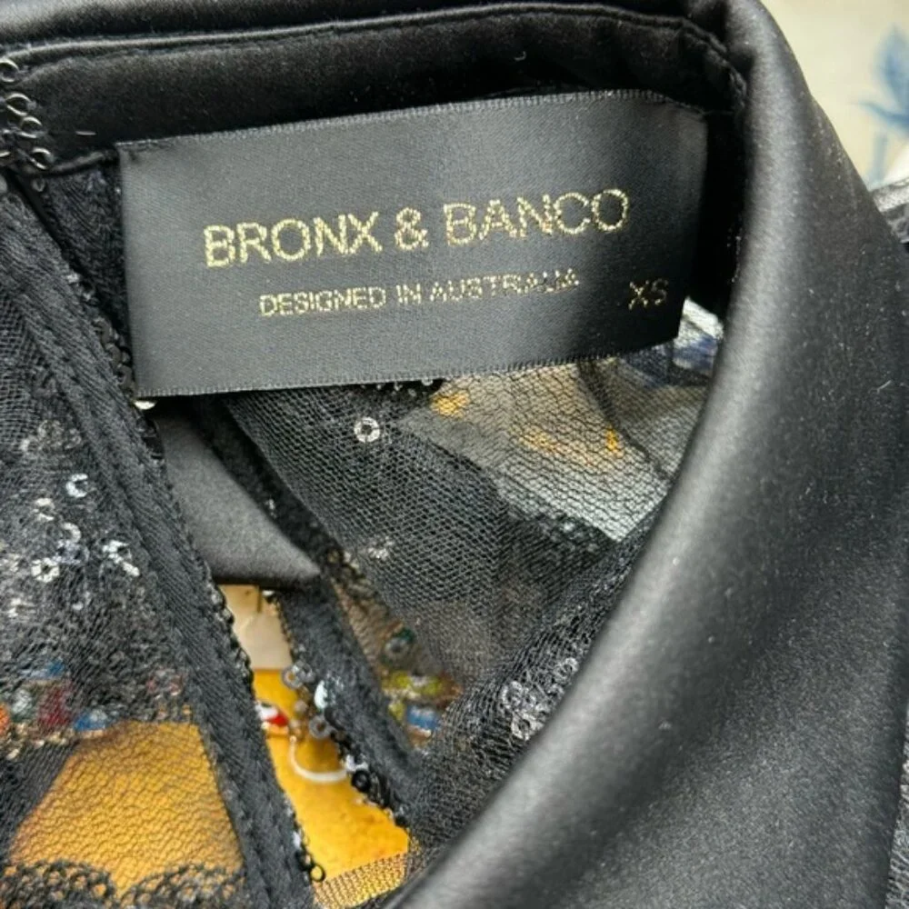 🆕 BRONX & BANCO 🧿 NWOT Maraya Jasmine Black Sequin Lace Mini Dress, Sz XS US 2 - Picture 14 of 15